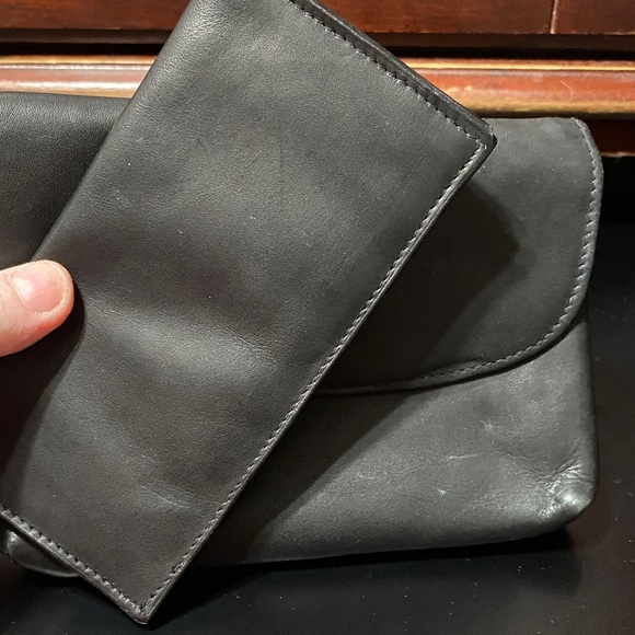 Vintage Black soft Leather wallet checkbook pouch Bag - Picture 16 of 16